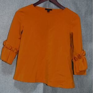 COS Orange Ruffle Sleeve Top Size XS Structured Minimalist Blouse